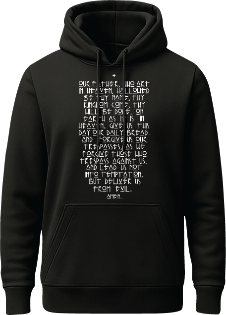 Black hoodie printed the Lord's prayer at the front